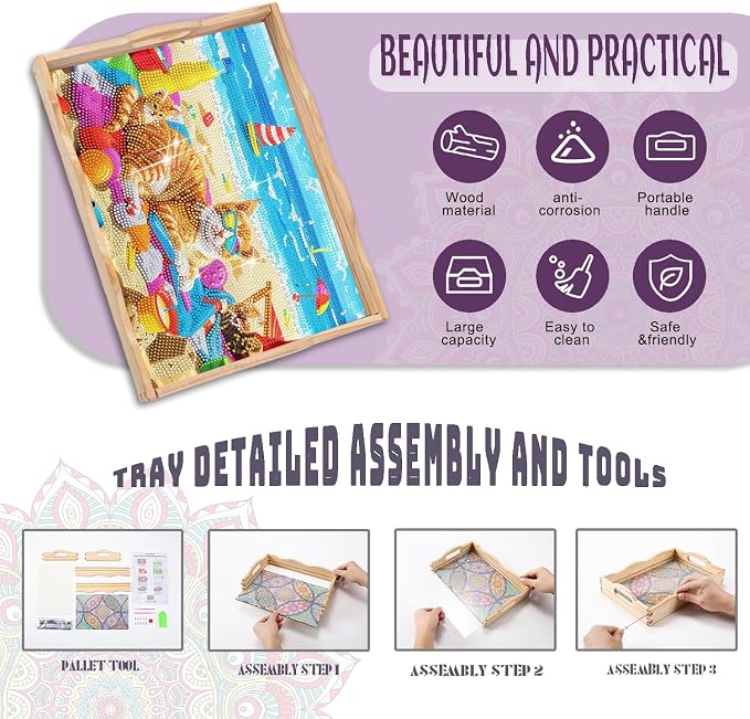 EWJRNSF Diamond Art Kits for Adults Wooden Serving Trays - Image 3