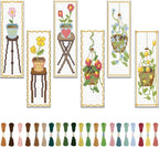 FREEBLOSS 6 Set Cross Stitch Bookmark Kit Flowers Patterns Stamped Cross Stitch by FreeandCreativeCraftsArt