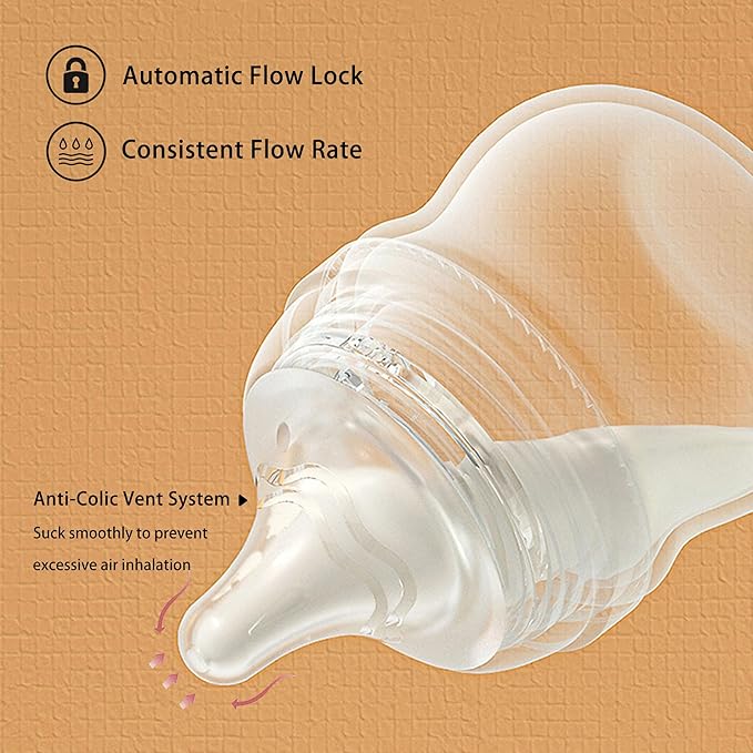 Silicone Bottle Nipple, Anti Colic Nipples for Newborn Baby, Natural Feel, SS, 0 Months+, 4 Counts