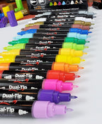 16 Dual-Tip Acrylic Paint Pens, Both Extra Fine and Medium Tip Paint Markers - Image 3