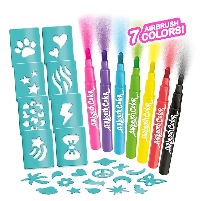 Canal Toys Airbrush Plush Refill Pack – 7 Color Airbrush Markers & 2 Stick-On - Image 2