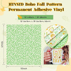 Yellow Leaves Boho Permanent Adhesive Vinyl 12 Sheets 12'' x 10'' | Green - Image 2