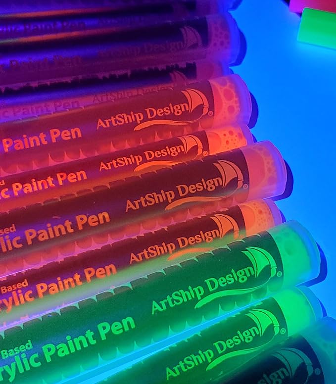 14 Pack Neon UV Fluorescent Acrylic Paint Pens, Double Pack of Both Extra Fine - Image 6