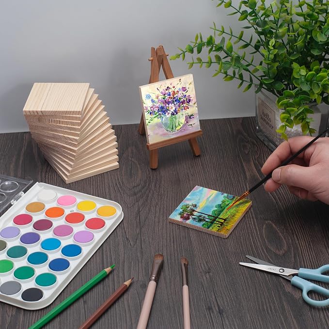 Wooden Blocks for Crafts, 1/4″ Thick 3″ X 3″ Wood Squares for Crafting - Image 4