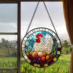DASTOLL Stained Glass Window Hanging White Chicken Hatching Eggs 7.8" - Image 4
