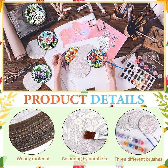 Reallnaive 16 Pcs Flower Paint by Numbers Kit - Image 4