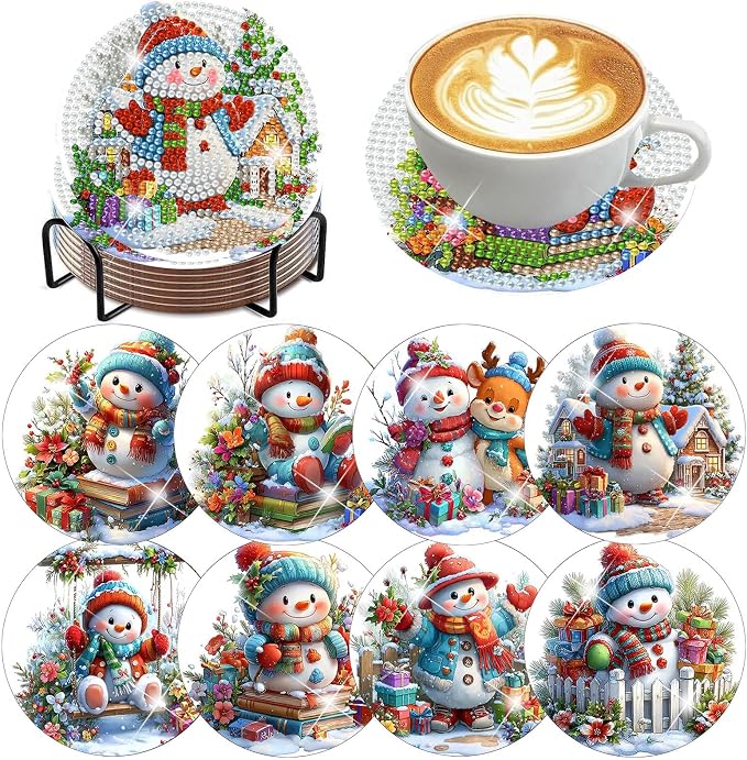 Benjenes 8PCS Christmas Diamond Art Coasters Kit by Benjenes