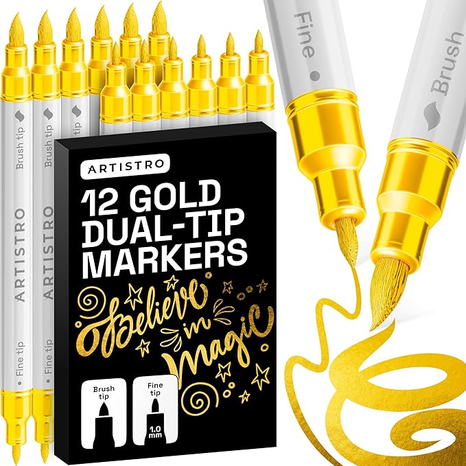 ARTISTRO 12 Gold Acrylic Paint Markers by ARTISTRO