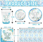 81 PCS Elephant Party Tableware Supplies, Disposable Blue Plates Cups Napkins - Image 2