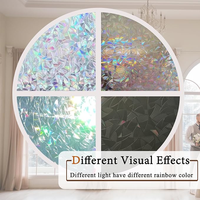 Niviy Rainbow Window Film 35.5 x 78.7 inches, Iridescent Window Film Stained - Image 5