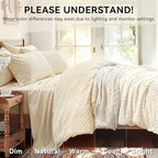 Zzlpp Full Comforter Set 7 Pieces, Cream Tufted Bed in a Bag - Image 4