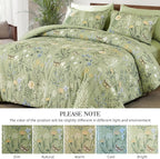 Yiran Sage Green Floral Comforter Set Queen Size, 7 Piece Botanical Comforter - Image 9