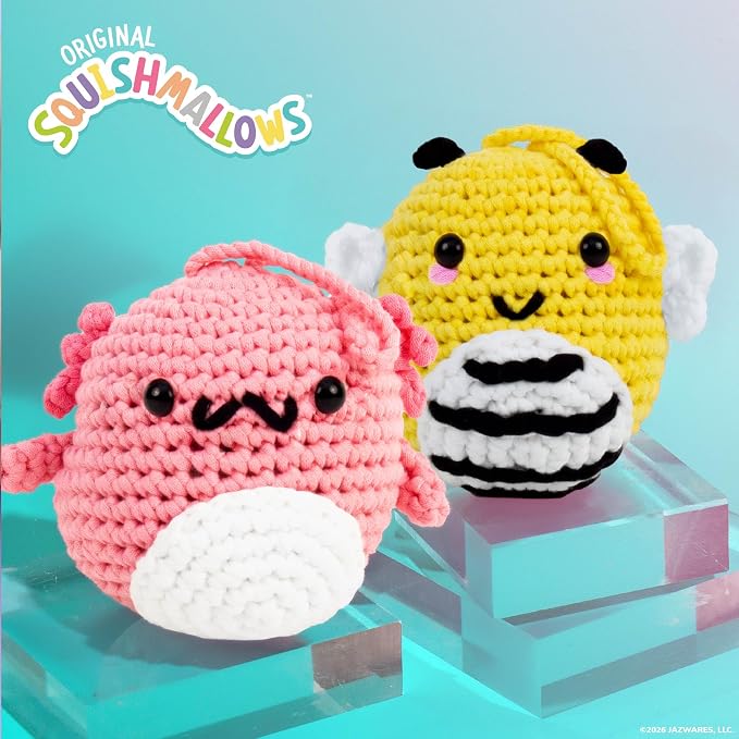 Original Squishmallows™ Crochet Kit – Archie Bag Charm, Axolotl Crochet Kit - Image 6