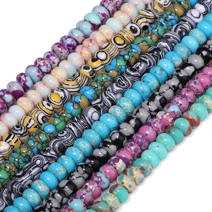 Songxi 5x8mm Natural Blue Emperor Stone Rondelle Beads, Gemstone - Image 8
