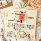 80 Pcs Vintage Botanical PET Flower Stickers Pack, Long Strip Transparent - Image 2