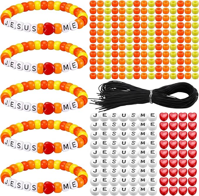 Ferreve 35 Sets Sun Religious Bead Wristband Craft Kit Jesus Love Me Faith DIY by Ferreve