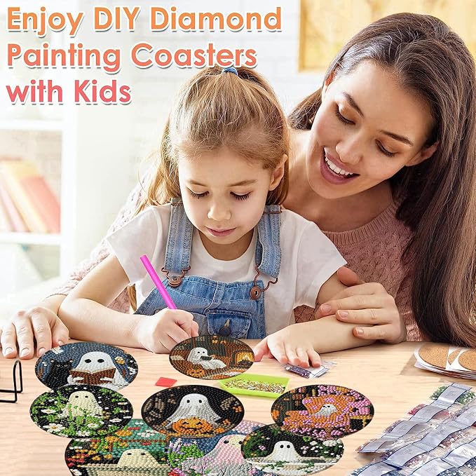8 Pcs Halloween Diamond Art Coasters Kits - Image 5