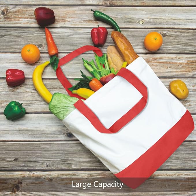 TOPDesign 3-Pack Super Strong Large 12oz Cotton Canvas Tote Bags, Reusable - Image 4