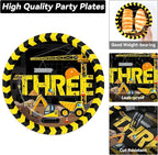100 Pcs Construction 3rd Party Plates and Napkins Set 3 Years Old Birthday - Image 3