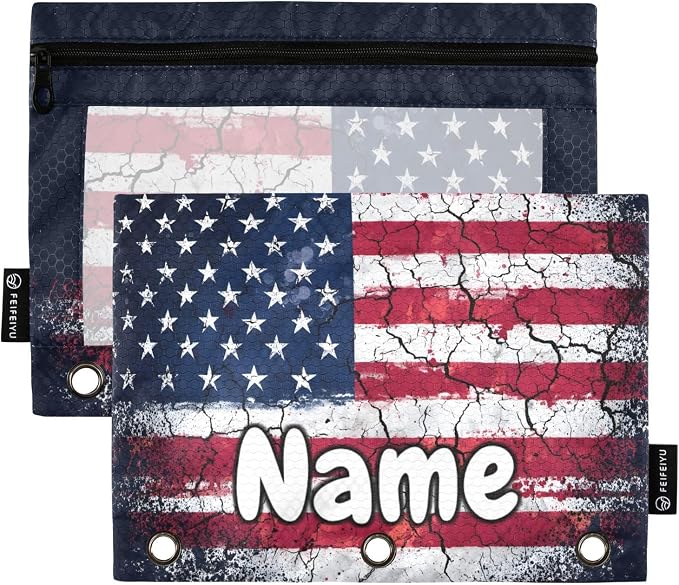 Custom Retro American Flag Pencil Pouch by BOENLE-WELCOMEYOURCOMING