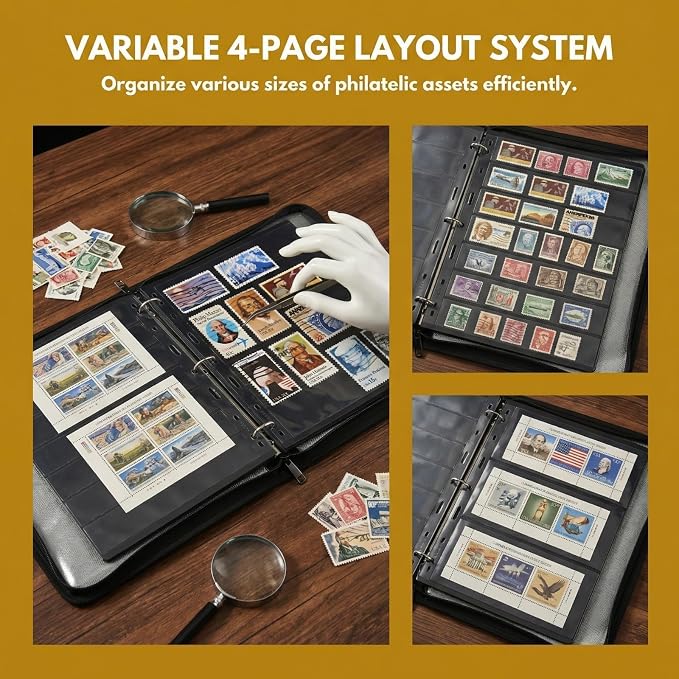 Stamp Collection Album, 12-Page Stamp Book, Album Only | Clear Pockets and - Image 9