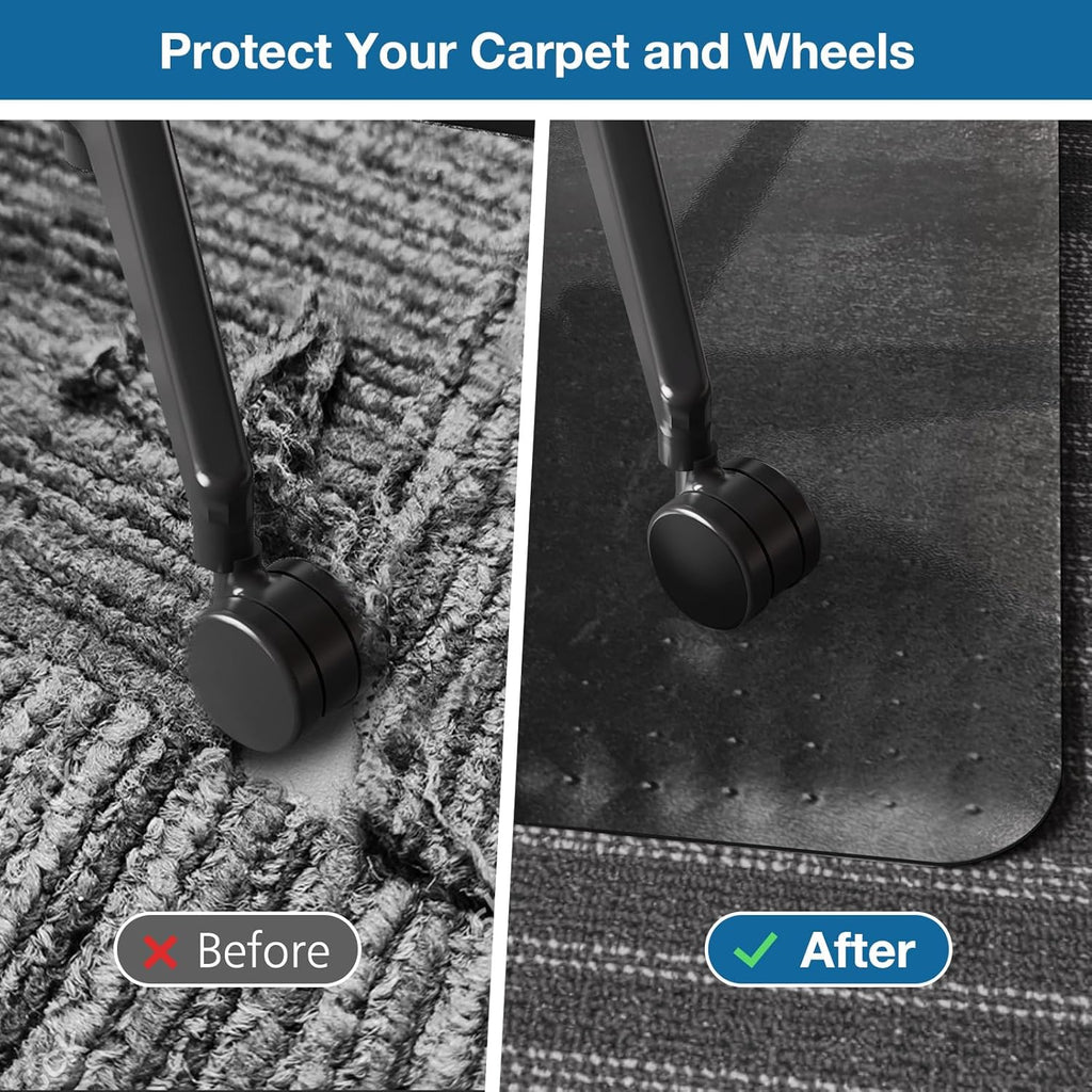 Chair Mat for Carpet, 46" x 60" Desk Chair Mat for Carpeted Floors, Non-Slip Office Vinyl Mat for Carpet with Studded, Easy Glide Heavy Duty Floor Protector Mat for Home Office, Black