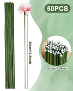 50 PCS FIVEIZERO 16 Gauge Green Floral Wire Stems - Image 2