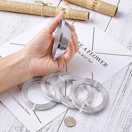 Fashewelry 5mm Aluminum Flat Bendable Craft Wire Silver 32.8Ft Nose Wire - Image 7