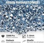 32000Pcs Baby Blue Rhinestones for Bedazzling, 6mm Flatback Bedazzler Kit Gems - Image 2
