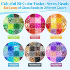XSEINO About 7200pcs 144 Colors 6mm Crackle Glass Beads Bracelet Making Kit - Image 3