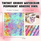 Tintnut Neon Watercolor Permanent Vinyl 8 Pcs 12x10in Self Adhesive Vinyl | Tie - Image 2