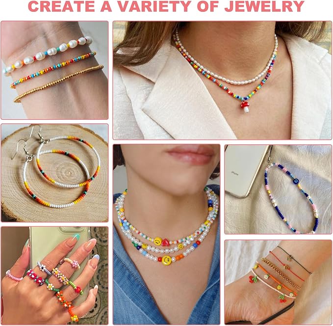 Redtwo 4mm Glass Seed Beads for Jewelry Bracelet Making Kit, Small Beads - Image 6