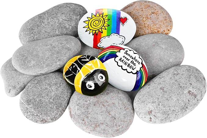 River Rocks for Painting 12 Pcs Large 2-3 Inch Flat Smooth Painting Stones by dojobkinb