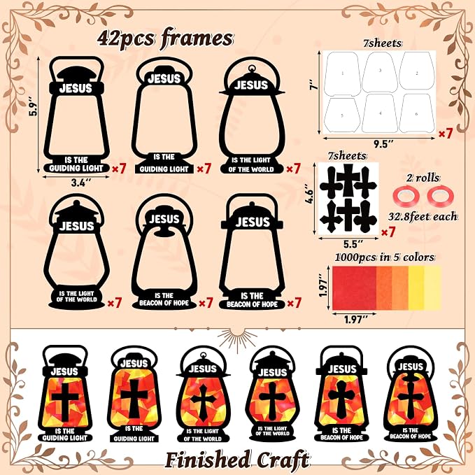 42PCS Sunday School VBS Crafts Bulk: Black Paper Oil-Lamp Nativity Suncatchers - Image 4