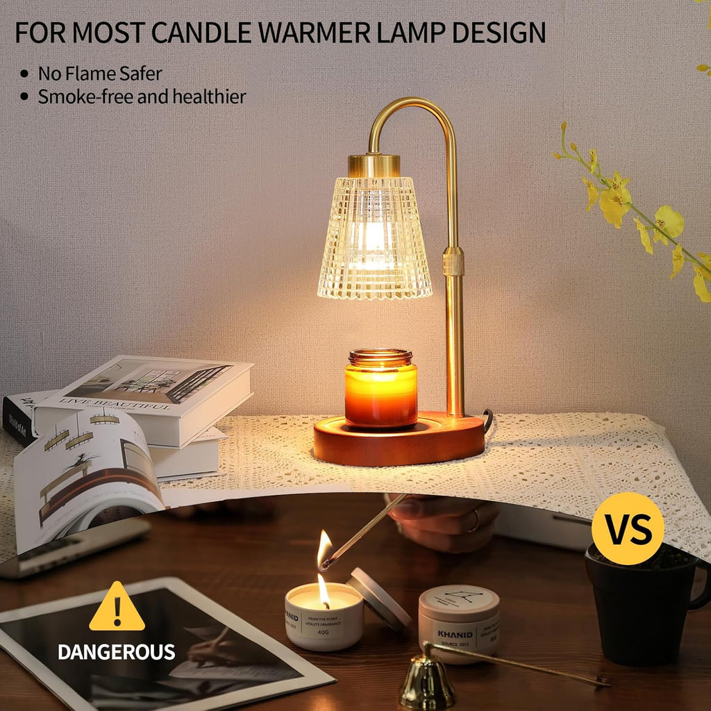 Antique Brass Candle Warmer Lamp WithTimer and Dimmer,Fragrance Electric Wax Melt Warmer with 2 Bulbs,Scented Jar Lamp,Mother's Day/Birthday/Christmas Gifts for Mom/Wife,Home Decor,Adjustable Height