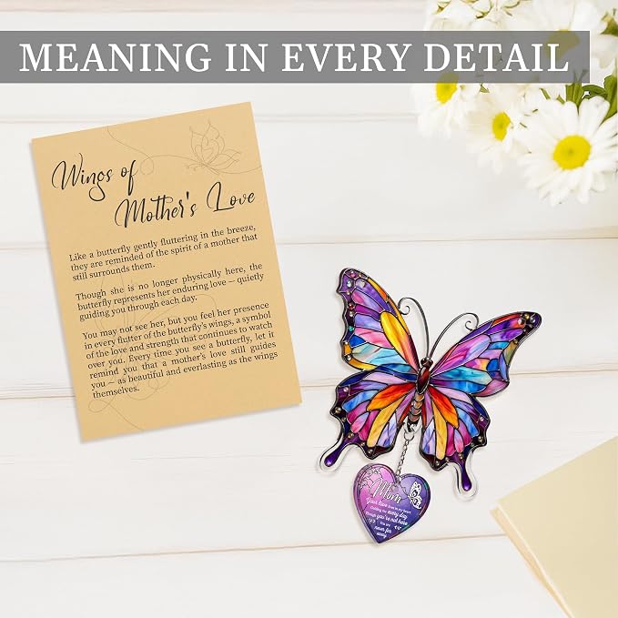 Memorial Gifts for Loss of Mom, Butterfly Mom Memorial Ornament, UV Printed - Image 7