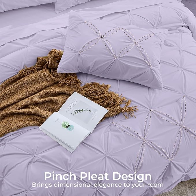 Sasttie King Size Comforter Set, 7-Piece Bed in a Bag, Pintuck Bedding Sets - Image 4