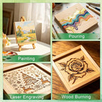 ESRICH 6x6 Inch Wood Panels, 4 Pack Square Craft Wood Canvas Boards, Blank - Image 6