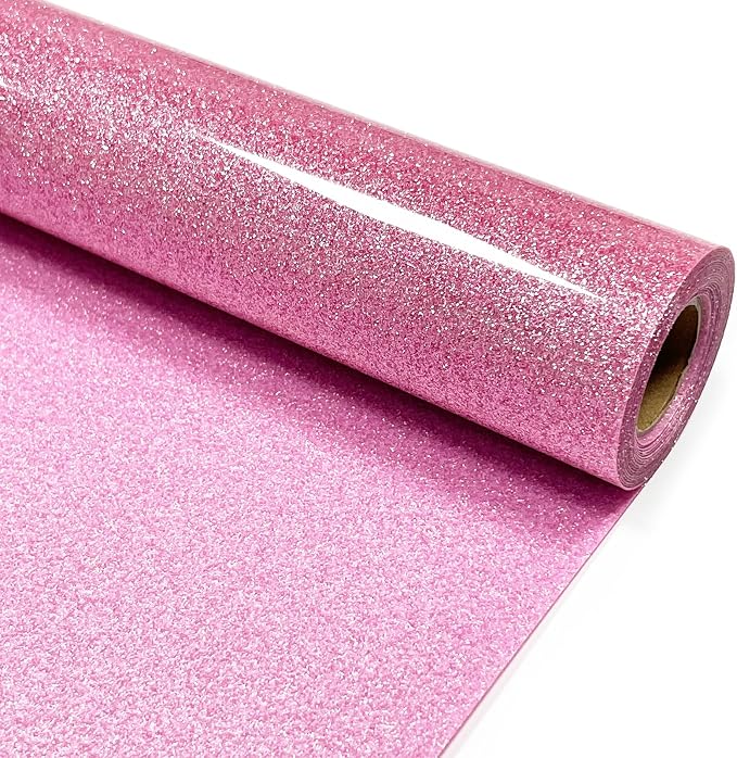 Pink Glitter Heat Transfer Vinyl 12" x 8 ft HTV by MerryMade