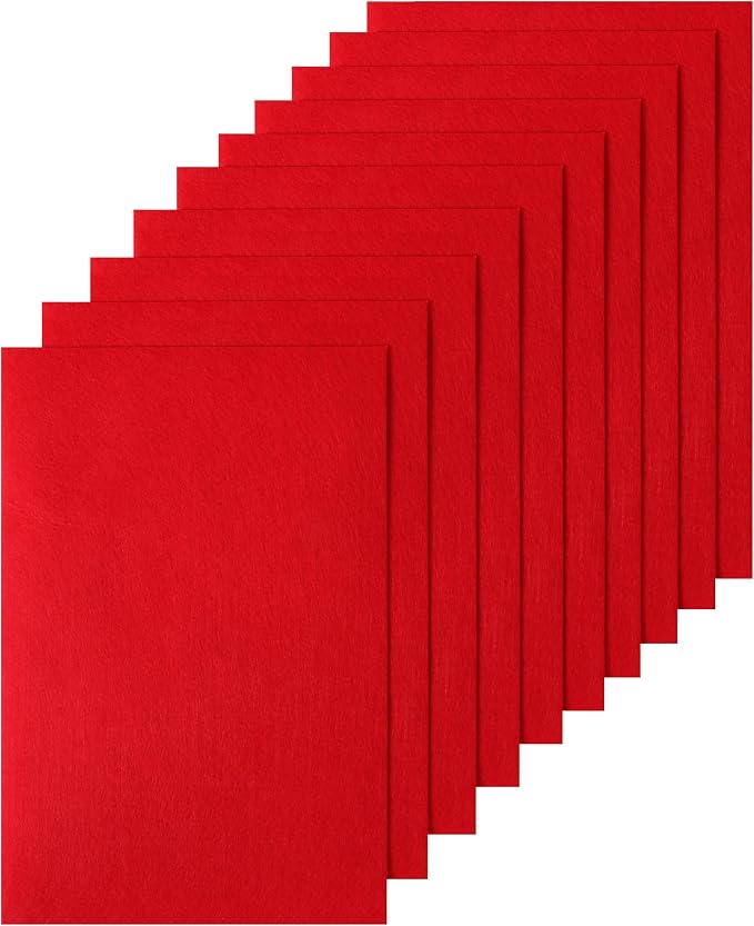 10Pcs Red Felt Sheets, A4 Size Felt Fabric Sheets, Sewing Felt Squares by HaoFeiJH