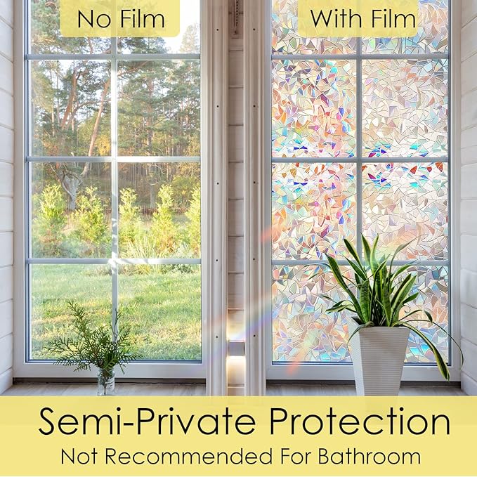 STATINT Privacy Window Film, Decorative Stained Glass Film, Rainbow Static - Image 4