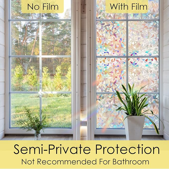 STATINT Privacy Window Film, Decorative Stained Glass Film, Rainbow Static - Image 4