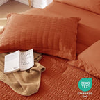 MUXHOMO 5 Pieces Twin Comforter Set, Seersucker Bed in a Bag Twin Size - Image 9