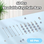 Mlife 60 Pcs Beadable Keychain Bars, Blanks Bead Keychain Making Kit, Bulk - Image 5