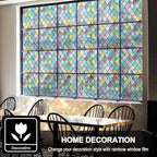 Stained Glass Window Film, Window Privacy Films, Colorful Lattice Window Tint - Image 3