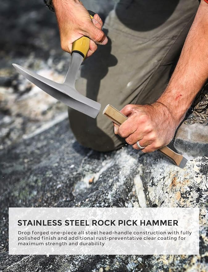 INCLY 15 PCS Geology Rock Pick Hammer Kit, 32oz Hammer & 3 PCS Digging Chisels - Image 5