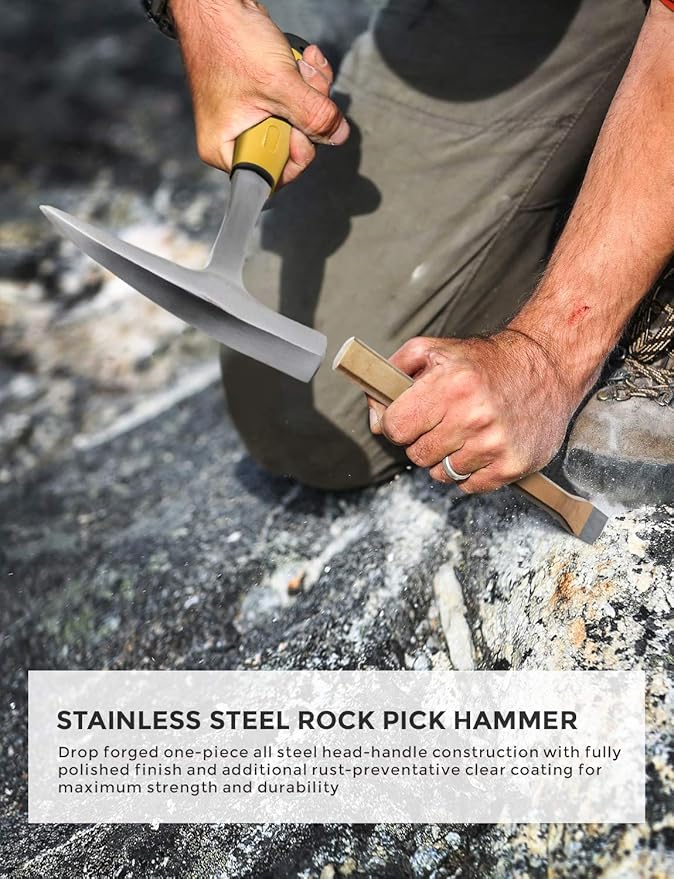 INCLY 26PCS Upgrade Geology Rock Pick Hammer Kit, 33.8 oz Hammer & 4 PCS - Image 8