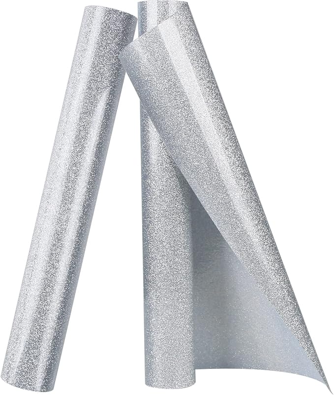 TORC Silver Glitter HTV Heat Transfer Vinyl Roll 12 inch x 10 ft Iron on Vinyl by TORC