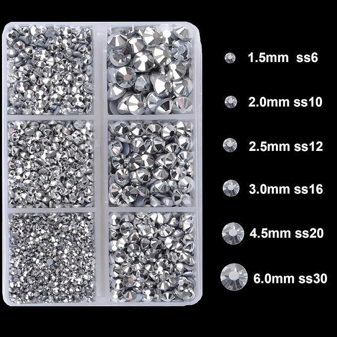4000Pcs Mixed Size Hot Fix Round Crystals Gems Glass Stones Hotfix Flat Back - Image 3