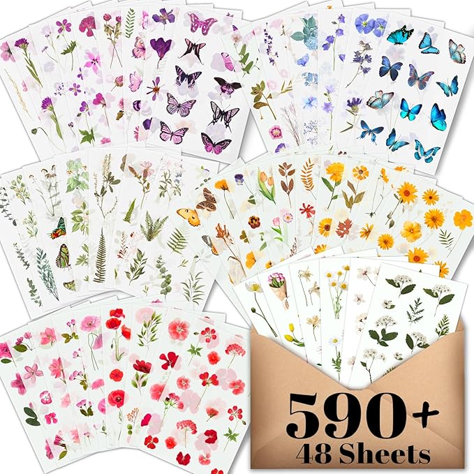 Arme Flower Stickers for Scrapbooking, Decorative Floral Stickers, Small Flower by Arme